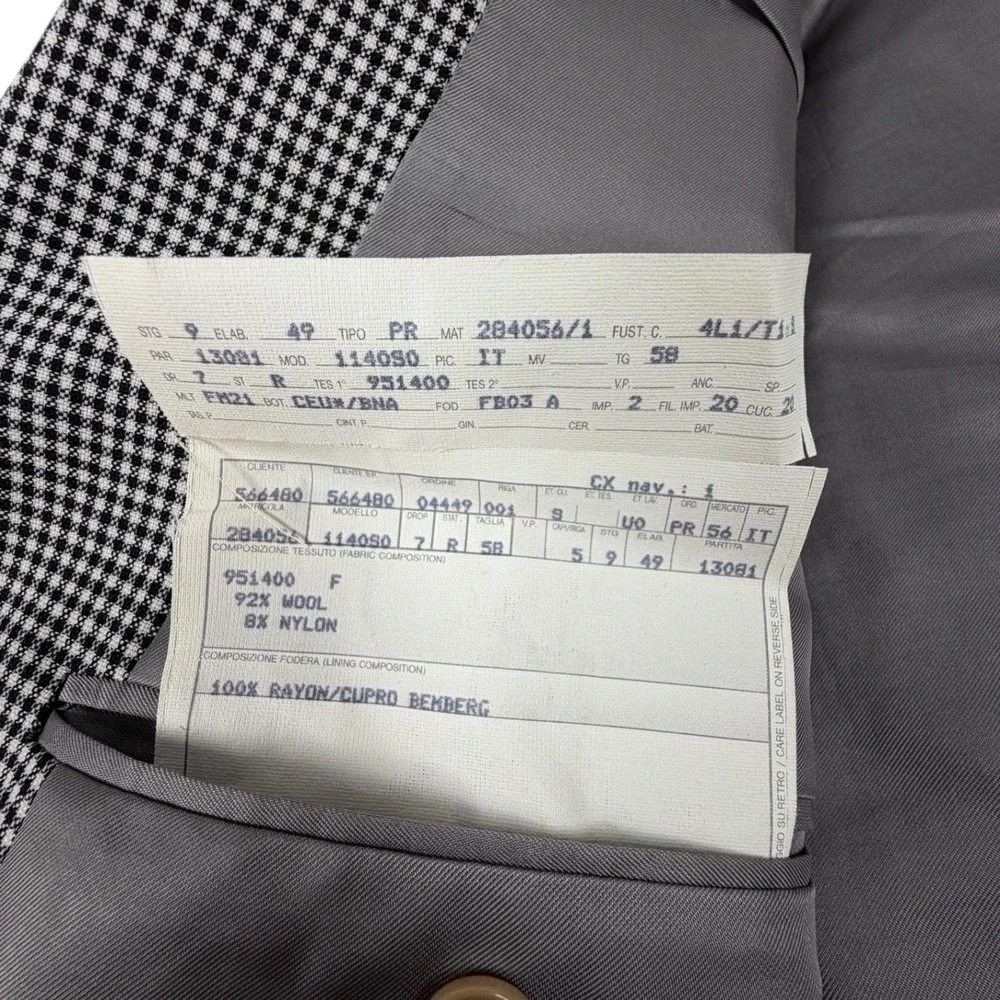 Ermenegildo Zegna Black White Check Blazer Sports Coat 46R IT 58